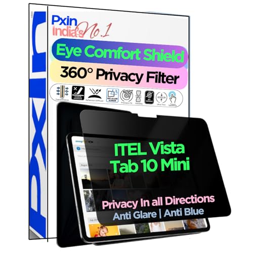 Image of Pxin Tablet Privacy Screen Filter compatible with ITEL Vista Tab 10 Mini | No.1 | Anti Glare | Anti Blue Light | Anti UV | 4 Way Privacy Filter | 360 Privacy | Reduce Digital eye strain