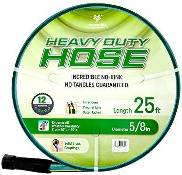 Solution4Patio Homes Garden 5/8 in. x 25 ft. Garden Hose, Brass Fittings, No Kink, No Leaking, High Water Pressure, for Extremely Weather, Heavy Duty, 12 Year Warranty, No DOP, Environmental-Friendly