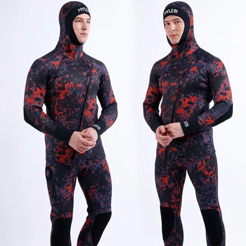 New 5MM Men's Camouflage Diving Suit Long Sleeved Hooded 2-Piece chloroprene Rubber Diving Suit for Warmth (my038,M)