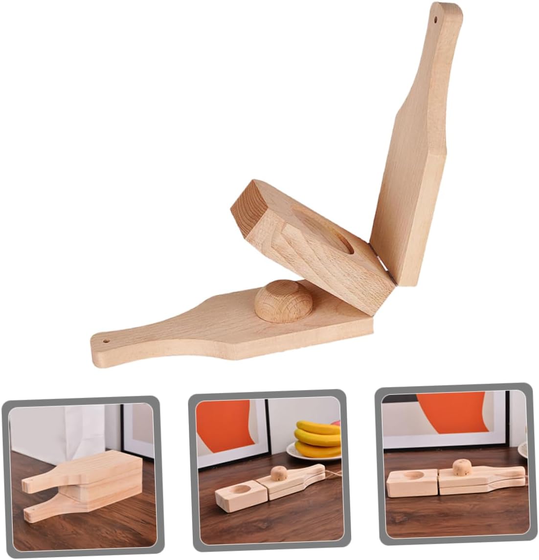 Wooden Crusher Potato Masher for Baking Unique Kitchen Gadget Plantain Cups Maker Tostones Press Tool Multipurpose Snack Maker