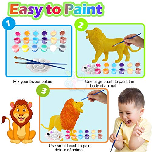 Yileqi Safari Animal Painting Kit For Kids Crafts And Arts Set, Jumbo Jungle Animal Toy Art And Crafts For Boys Girls Age 4 5 6 7 8 Years Old, Diy Art Supplies Paint For Kid Activities Birthday Gift #TOP3