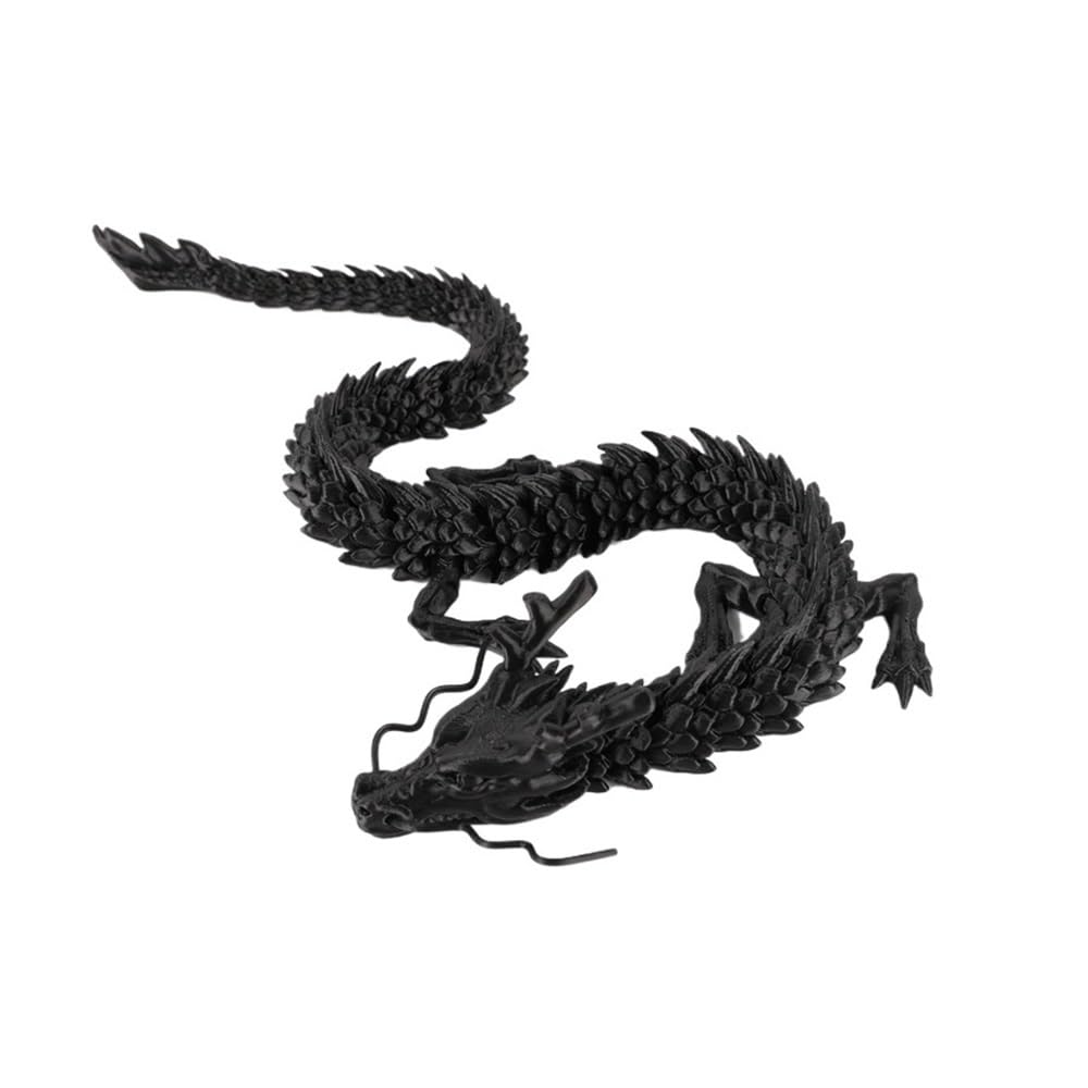 Diyouke Articulated 3D Printed Dragon Figurine, Fully Movable Joints Dragon Statue for Desktop Home Decor, 30cm(Heilong)
