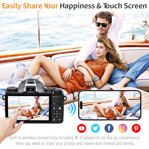 image for Saneen Digital Camera, 4k Cameras for Photography, 64MP WiFi Touch Scr