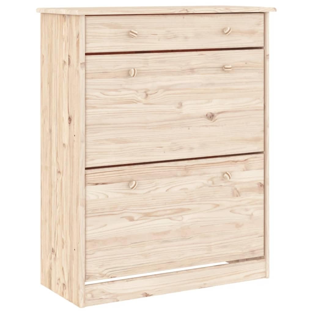 Tablero alto de madera maciza de pino Alta, 77 x 35 x 188 cm, con puertas de cristal y cajón para el salón, espacio de almacenamiento. Este robusto tablero de madera maciza de pino ofrece un