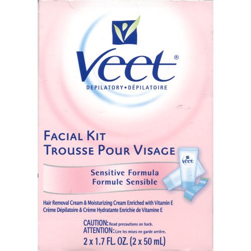 Veet Facial Hair Remover Kit, Sensitive Formula, 2 x 1.7 oz