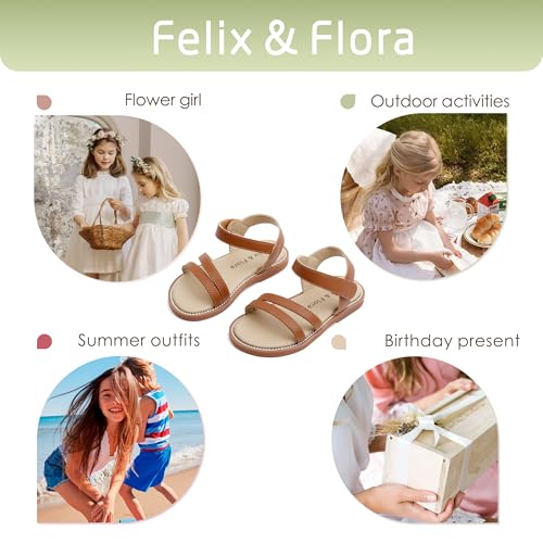 Image of Felix & Flora Toddler Girl Sandals - Little Girl Easter Dress Shoes Lightweight Open Toe Beach Holiday Flats