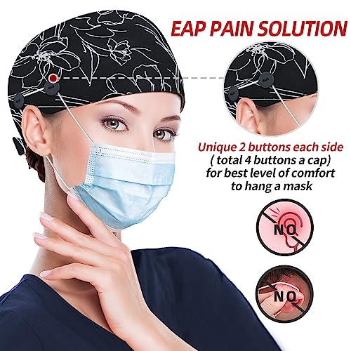 Image of ABAMERICA Working Caps with Button and Sweatband, Adjustable Working Hats for Women Men, One Size(Tie Back or Toggle)