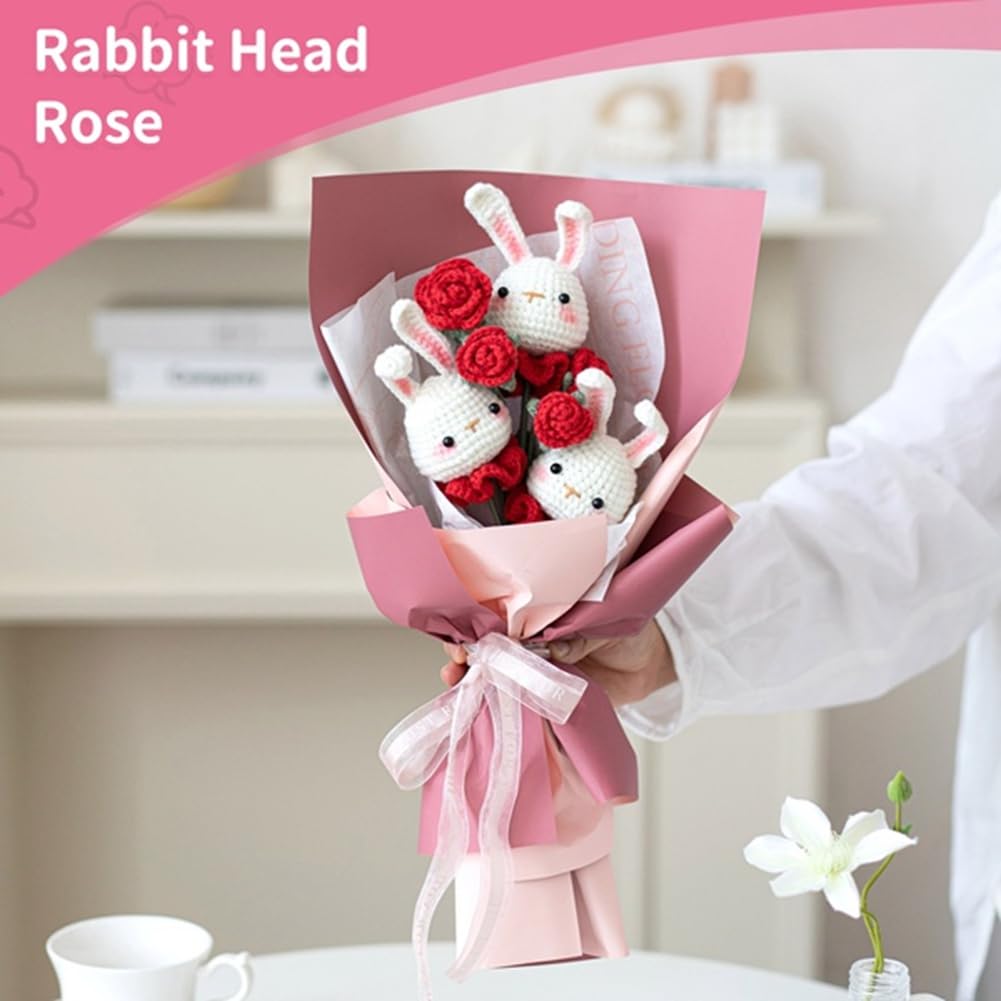 Bloepum Flower Bouquet Crochet Kit for Adults & Beginners, Includes Crochet Accessories and Step-by-Step Manua M33 Style