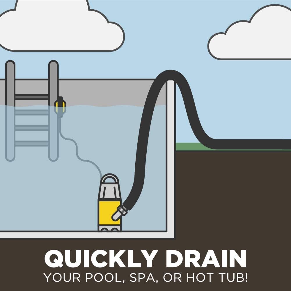 Best Review Professional EZ Travel Collection, Hot Tub and Swimming Pool Drain Pump with Hose Pond/Flood Pump (Up to 3,700 Gallons per Hour)