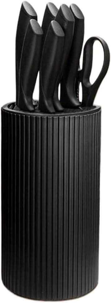 8. Inch Kitchen Knife Holder Stand For Chef Ceramic Inserted Plastic Bucket Storage Tools(Off White)