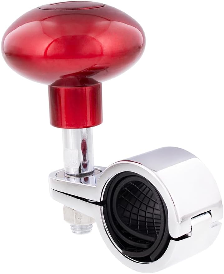 United Pacific 70365 Heavy Duty Steering Wheel Spinner, ABS Plastic, Die-Cast Clamp, Reduce Effort & Fatigue – Candy Red – ONE Unit