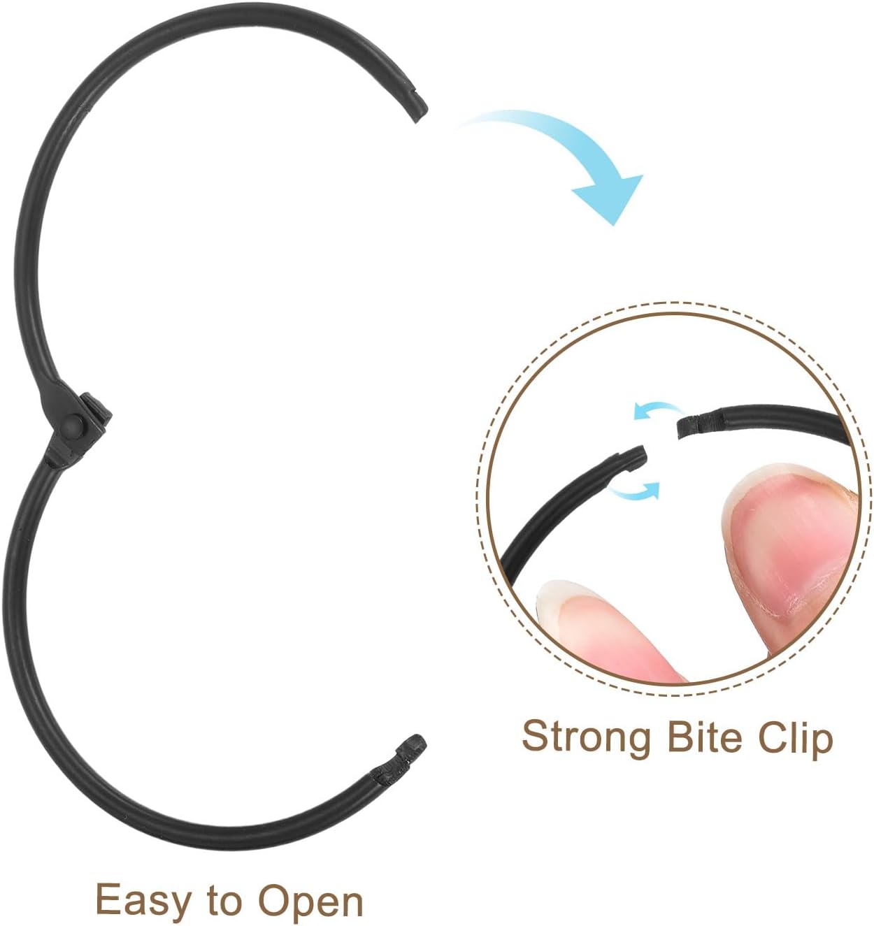 uxcell 48Pcs Shower Curtain Rings, 3 Inch Curtain Hooks Rings Rustproof Metal Round Shower Hooks Snap Joint Design for Bathroom Shower Rod, Black