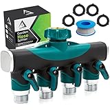 DBR Tech 4 Way Garden Hose Splitter for Outdoor Lawn and Gardening Hoses, Heavy Duty Metal Faucet...