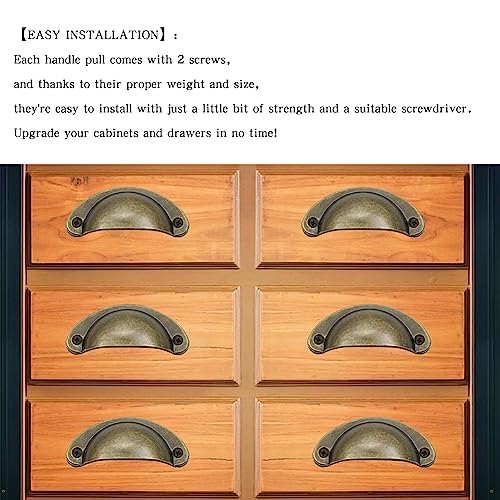 Image of 12 Pack Cabinet Cup Pull 2.5 inch Drawer Pulls Antique Cabinet Pulls for Dresser Cupboard Kitchen Furniture Decoration with Screws (12, Bronze Tone)