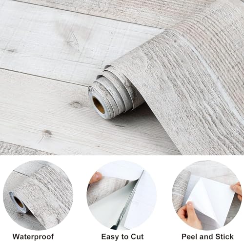 Papel tapiz de madera gris autoadhesivo para cubrir imperfecciones en muebles 8
