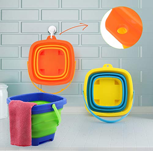 Zooawa Beach Bucket Sand Toy for Kids, Foldable Sand Bucket Expandable Sand Pail Square for Beach Multi-Purpose, [3 Pack] Collapsible Silicone Bucket, 2 Liter/0.5 Gallon - Colorful - Thumbnail 6