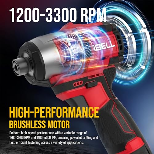 Image of IBELL IBL BD12-19 12V Brushless Cordless Impact Screwdriver | 185Nm Torque | 2-Speed | Forward & Reverse | 1 /4 inch Hex (6.35mm) | Self-Tapping Mode | 1500mAh Battery | 12 Months Warranty