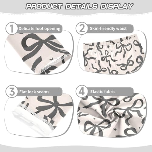 Girls Basic Leggings Baby Girls Pants Ribbon Bow Tie Soft Footless Stretchy Tights Pants 4-10Y3