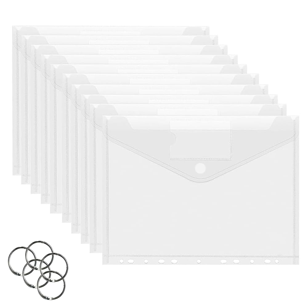 20 Pochettes Plastiques A4 Avec 11 Trous - Porte Documents Transparents Pour Classement