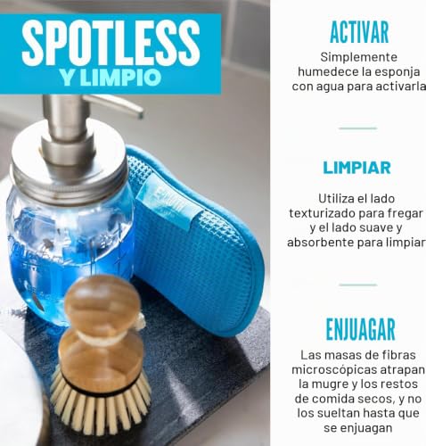 Esponja de microfibra para cocina lavable, almohadillas reutilizables para platos E-Cloth 4