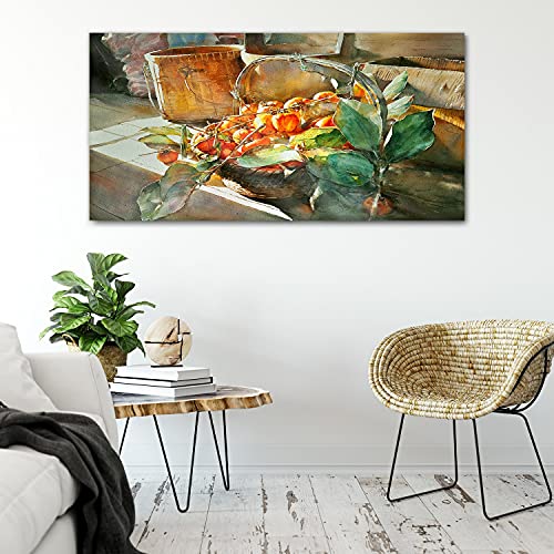 Tableau acrylique 100x50cm fruit food dessin moderne pour déco murale