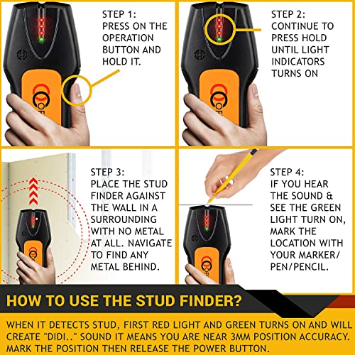 Laser stud finder compact avec écran rétroéclairé pratique