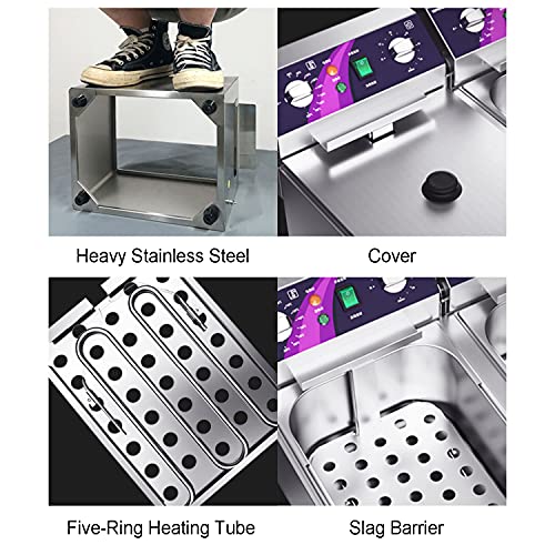 Fritadeira Elétrica Comercial Com Cesto, Fritadeira Profissional De Bancada Com Sistema De Drenagem