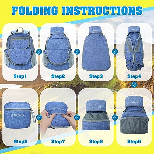 Mochila deportiva ZOMAKE plegable ligera 10L azul oscuro miniatura 4