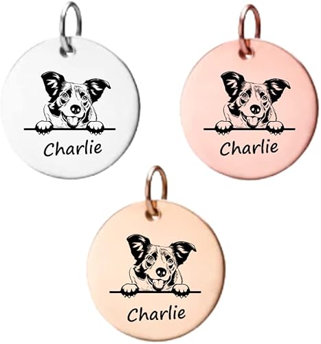 Border Collie Gifts, Personalized Border Collie Charm, Custom Engraved Dog Charm, DIY Jewelry Making, Memorial Keepsake for Dog Mom, Dog Lover Gift