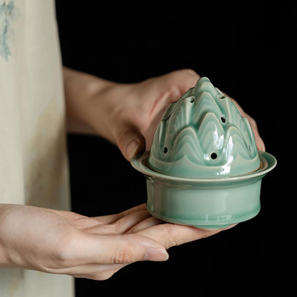 Símbolo de montaña de cerámica Soporte de Incienso Tazón ardiente de Manchas Hechas a Mano Quemador de Boshan Chino para Feng Shui & Meditation, decoración de la habitación,A