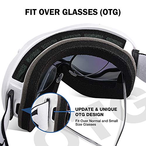 Zionor Lagopus Ski Snowboard Goggles Uv Protection Anti Fog Snow Goggles For Men Women Adult Youth Vlt 13.7% White Frame Mirrored Gold Lens #TOP5