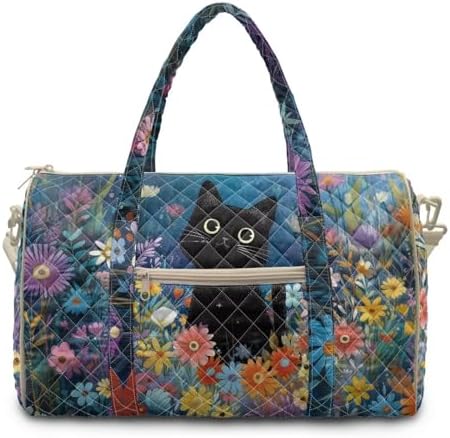 Amazon.com | COEQINE Vintage Floral Duffel Bag for Women Quilted Tote ...