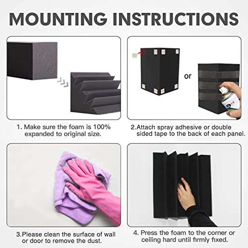 Image of 8 Pack - Bass Traps Acoustic Foam Corner, 8''x8''x12'' Black Bass Traps Corner Studio Foam, High Density and Fire-Proof Acoustic Panels Recording Studio Acoustical Treatments