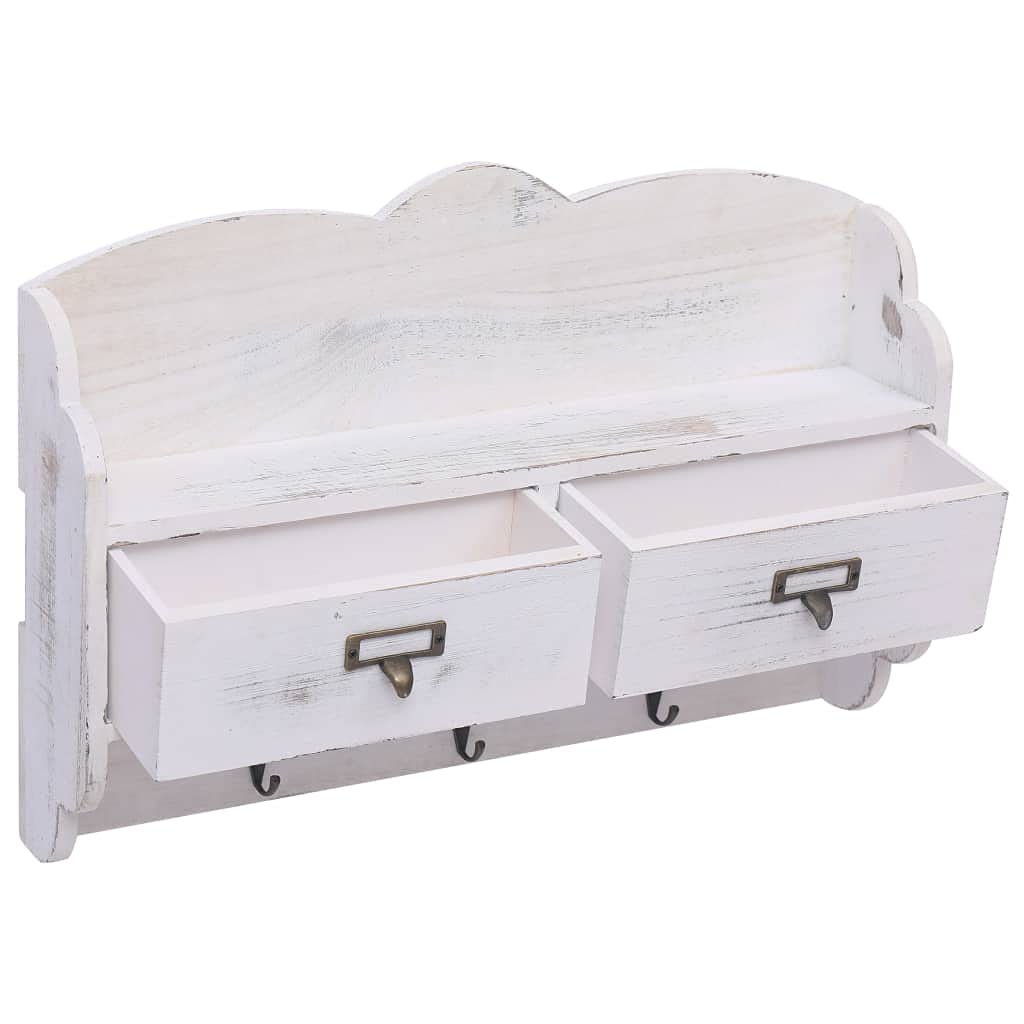 Elbmöbel Porte-manteau mural en bois Blanc 50 x 10 x 34 cm