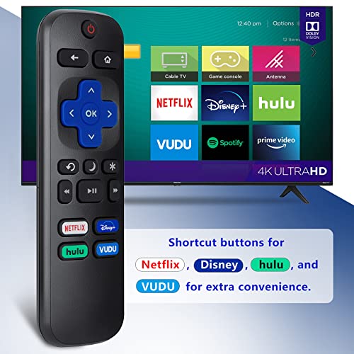 Remote Control Compatible For Hisense-Tcl-Onn-Sharp-Roku Tv Remote Replacement, With Buttons For Netflix, Disney, Hulu, Vudu #TOP4