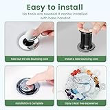 Pop Up Sink Plugs, Brass Universal Pop Up Drain Stopper with Bounce Core, 40mm Replacement, Height Adjustable, Basin Sink Button Plugs for Kitchen Bathroom Washbasin Bath - Image 4