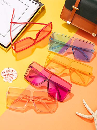 Frienda 9 Pairs Oversized Square Sunglasses Flat Top Big Shades Sunglasses for Women4