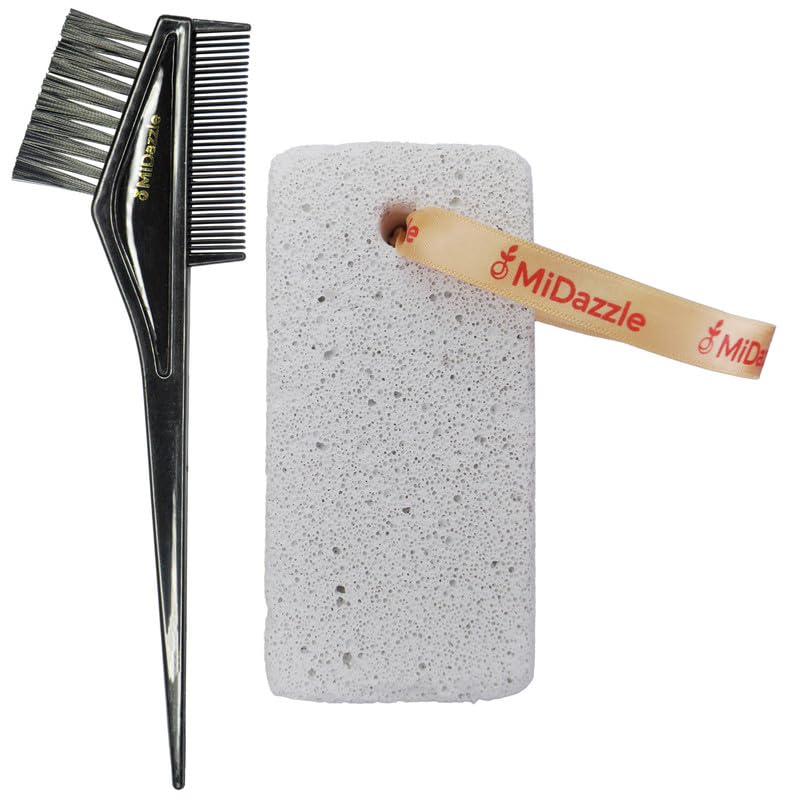 Image of Midazzle 2 in 1 Hair Dye Brush With Pumice Stone (Leaf) - Set Of 2