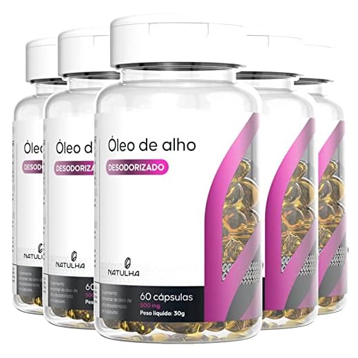 KIT 5x Óleo de Alho Desodorizado (Sem Cheiro) 500mg 60 cápsulas - Natulha