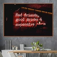 Framed Canvas Wall Art Illuminated Words 3D Industrial Inspirational Multicolor Neon Pop Art Quotes Typography Urban - 16x24 inches