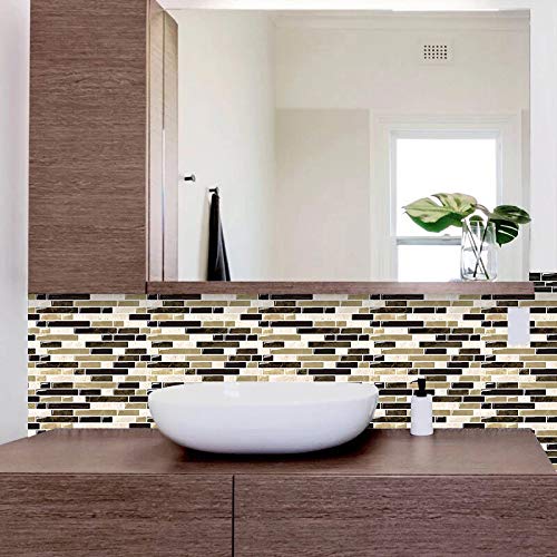 Yipscazo Peel and Stick Backsplash Tile for Kitchen, Kitchen Backsplash Peel and Stick in Beige (5 Sheets 10"x10") - Thumbnail 5