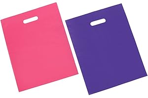 100 12x15 Pink and Purple Plastic Merchandise Bags with Handles
