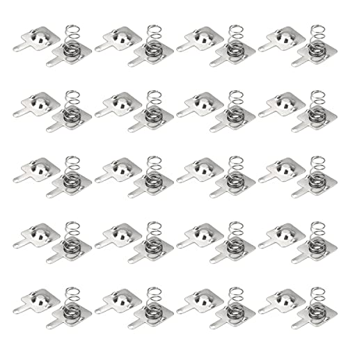 Heyiarbeit 20 Pairs Battery Springs AA Metal Contact Plate Replacement Positive to Negative Conversion Spring Contact for Remote Control Battery Charger Dual-Direction Nickle Plated 12x12mm
