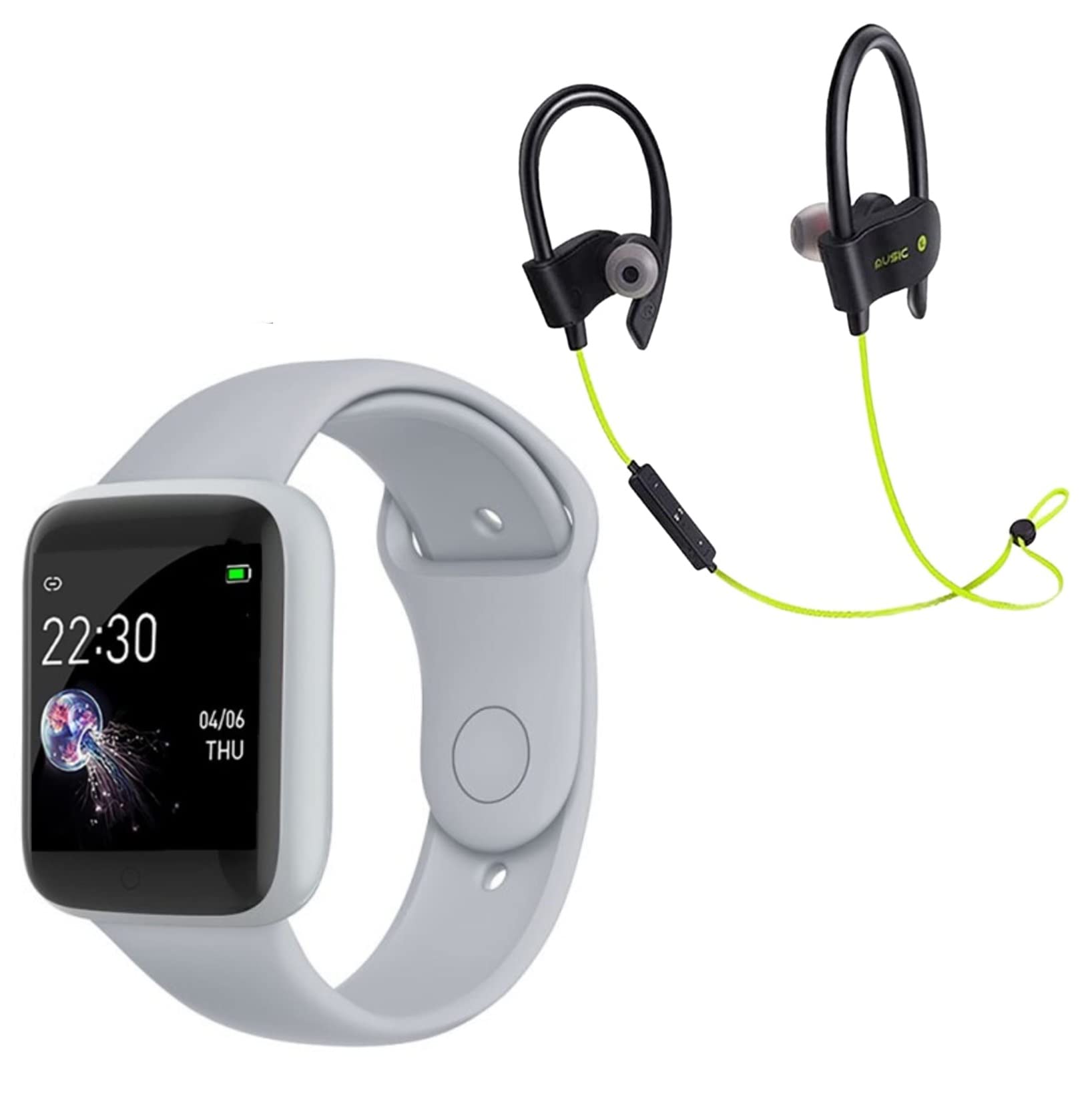 TechKing (SEASON END SALE WITH 12 YEARS WARRANTY) Waterproof Pro 3 Smart Watch W1 Touch Smartwatch with 24x7 Dynamic Heart Rate Blood Pressure Tracking Exercise Smartwatch for Boys, Girls with J1 Wireless Bluetooth Headset Hand-Free Calling-GREY