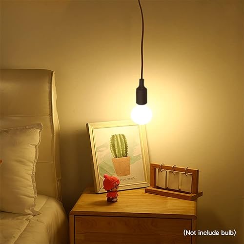 Miniatura 8 de Enchufe de luz colgante de 15 pies con cable, cable de extensión E26 negro con enchufe de interruptor de encendido y apagado, cable de bombilla E27