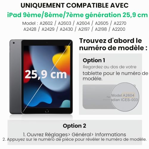 Coque antichoc iPad 9 rotative 360 avec protège-écran SEYMAC - 2