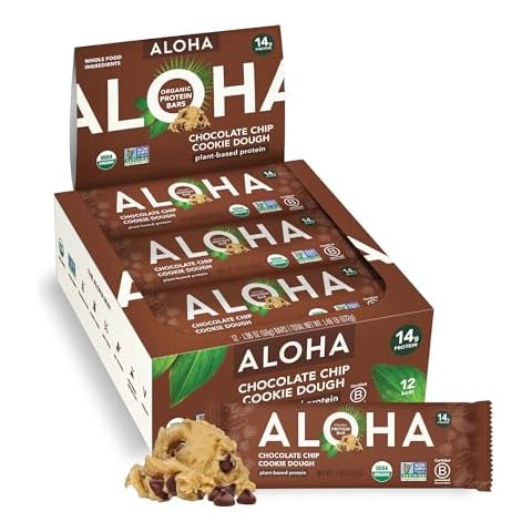 Aloha Organic Plant Based Protein Bars Chocolate Chip Cookie Dough, 1.98 Oz,(Pack of 12) Cover