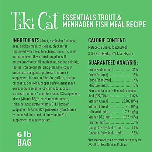 Tiki Cat Born Carnivore Indoor Health, Trout & Menhaden Fish Meal, Grain-Free Baked Kibble To Maximize Nutrients, Dry Cat Food, 6 Lbs. Bag #TOP2
