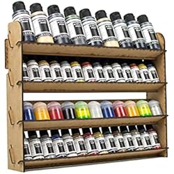 Estanteria Pinturas PROSCALE Soporte organizador pinturas modelismo y miniaturas. Kit mesa de trabajo vallejo, botes, pinceles acrilicos, warhammer maquetas (Universal)