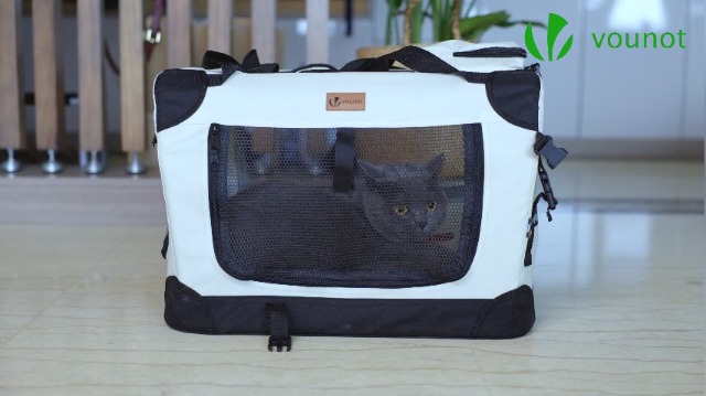Trasportino Pieghevole Per Cani E Gatti VOUNOT® - Grigio Taglia S (50x35x36 Cm) Con Materassino - Foto 3